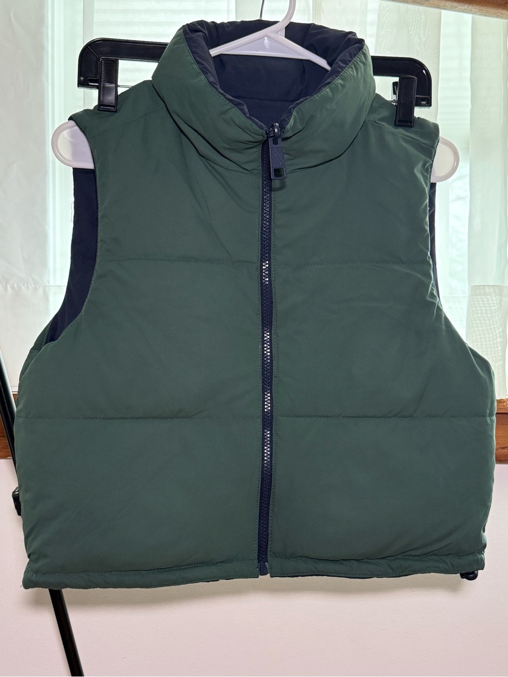 Hollister Women’s Reversible Forest Green Navy Blue Puffer Vest